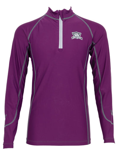 WOOF WEAR Young Rider Pro Performance Damson Shirt - Youth Equestrian Apparel, Riding Shirt, Long Sleeve, Purple, Zippered