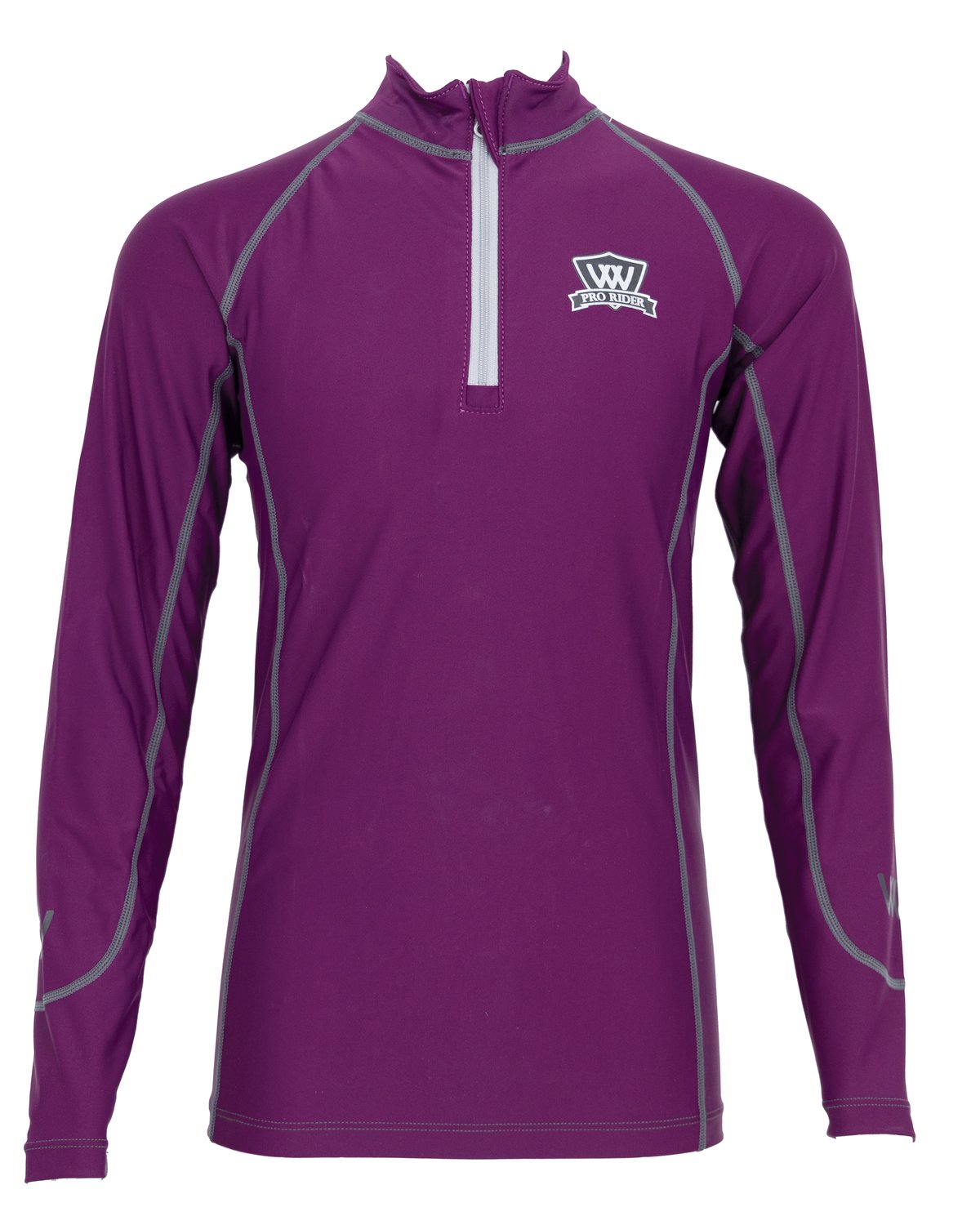 Woof Wear Young Rider Pro Performance Shirt Damson: iFlex fabric, wicking. Equestrian Riding Apparel for Kids.