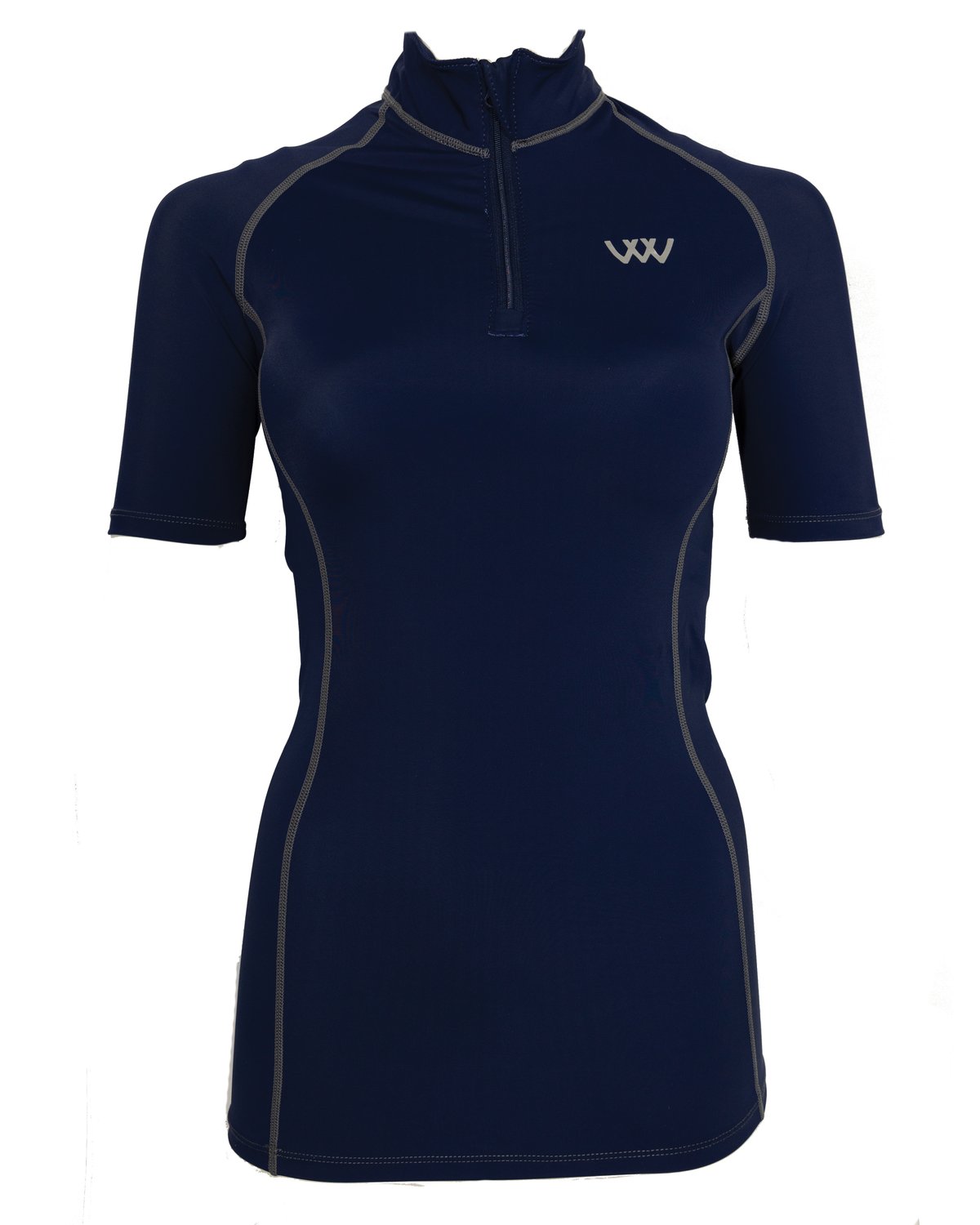 Woof Wear Short Sleeve Performance Riding Shirt Navy - Breathable Equestrian Top for Women