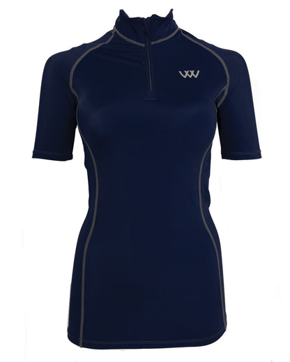 Woof Wear Short Sleeve Performance Riding Shirt Navy - Breathable Equestrian Top for Women
