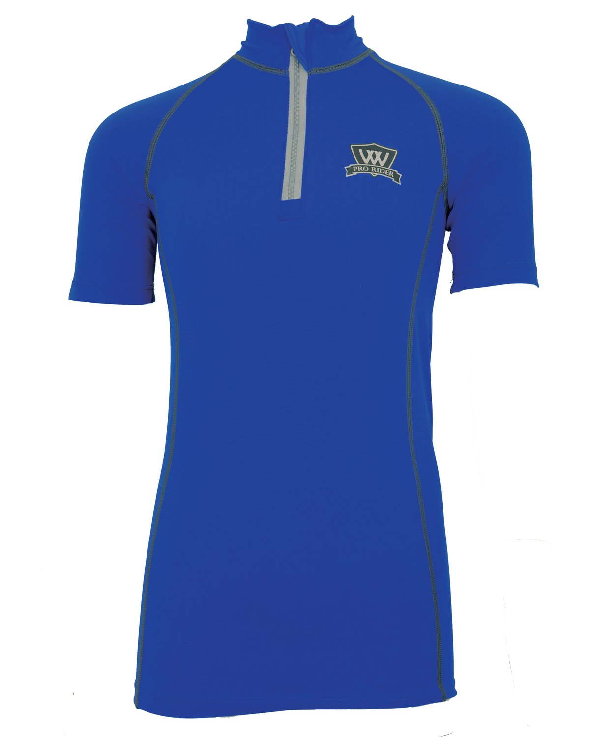 WOOF WEAR Young Rider Pro Shirt Electric Blue - Short Sleeve Riding Top with iFlex Fabric & UPF 30+