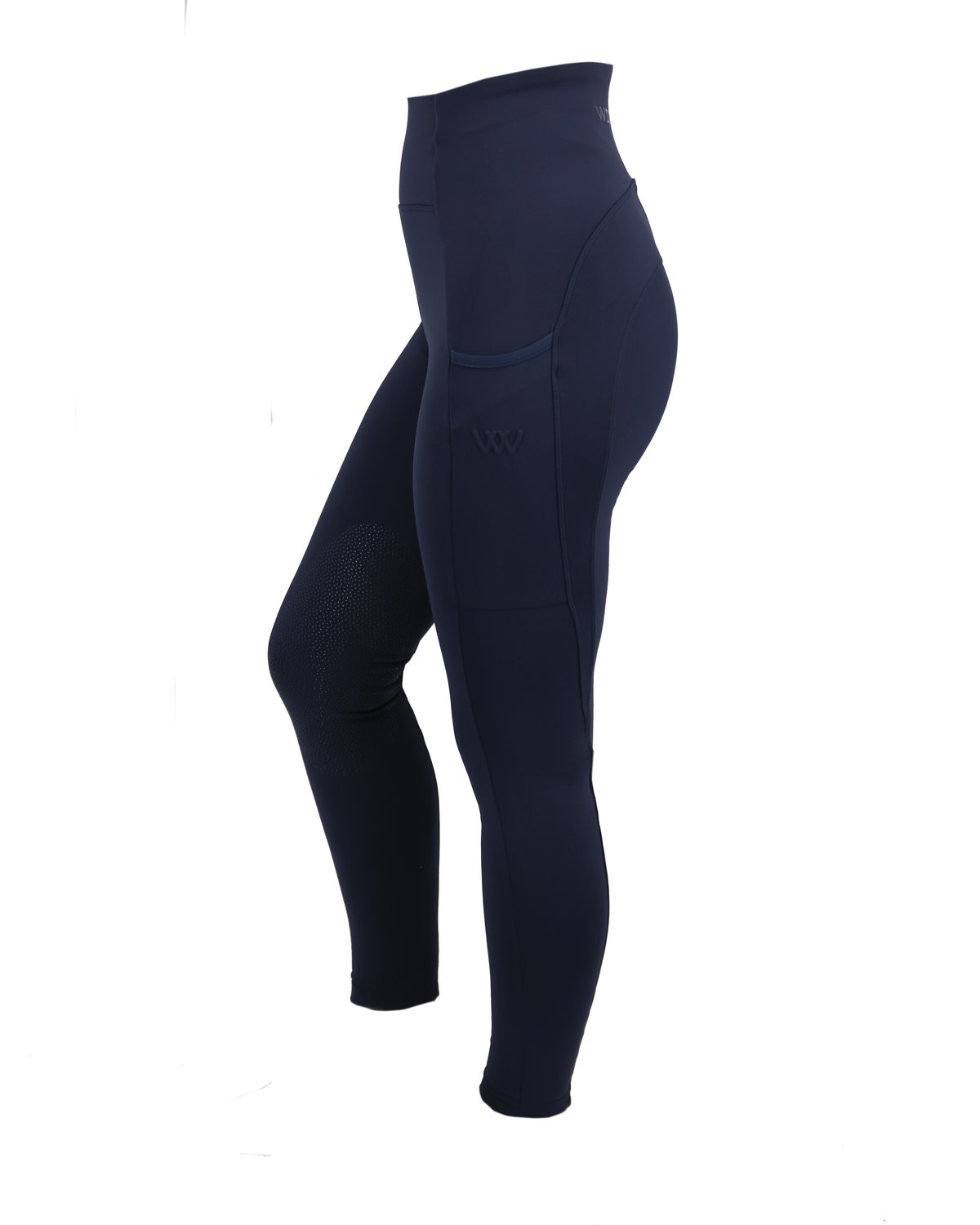Woof Wear Original Knee Patch Riding Tights - Navy Equestrian Leggings for Women with Phone Pocket