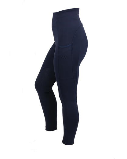 Woof Wear Original Knee Patch Riding Tights - Navy Equestrian Leggings for Women with Phone Pocket