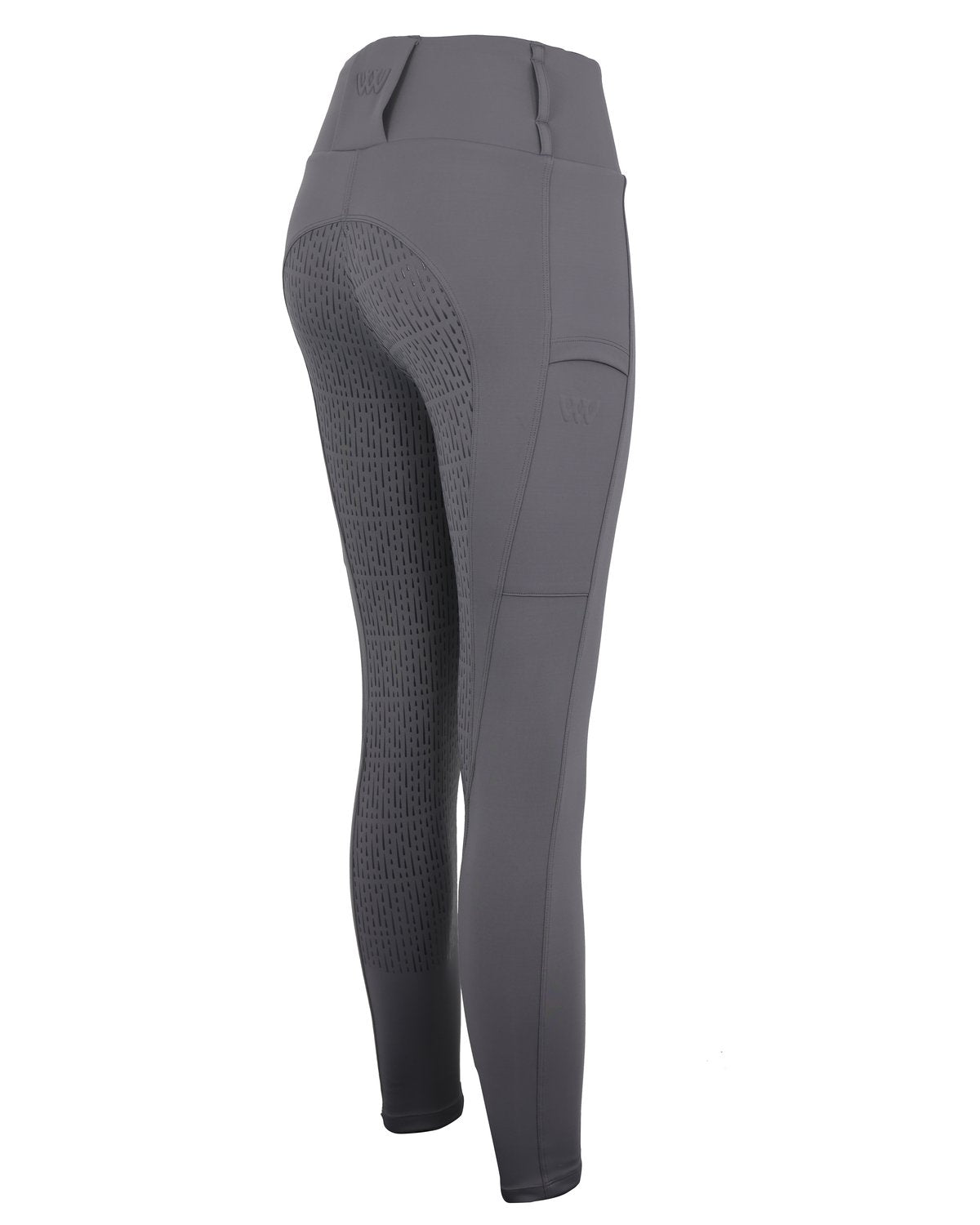 Woof Wear All Season Riding Tights - Dove Grey Equestrian Leggings with Full Seat Grip & Pockets
