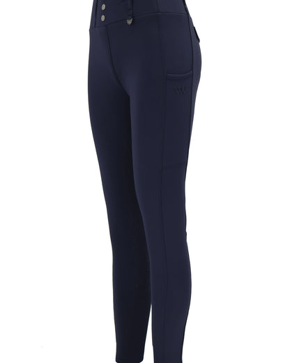 Woof Wear Vision Navy Riding Tights: Stylish, High-Waisted Equestrian Leggings with Silicone Grip & Phone Pockets - Buy Now!