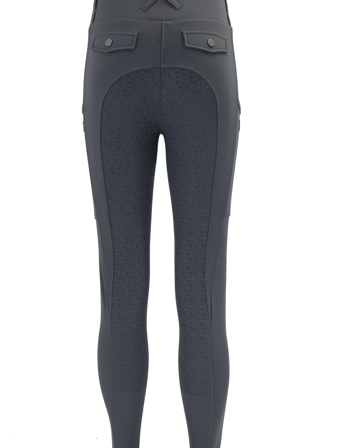 Woof Wear Vision Riding Tights Slate Grey: Stylish equestrian leggings with silicone grip, high waist, and phone pockets - Equiflair