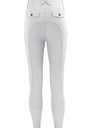 WOOF WEAR COMPETITION RIDING TIGHTS WHITE: Equestrian Riding Tights, High Waist, Water Repellent, and Breathable for Competitions.