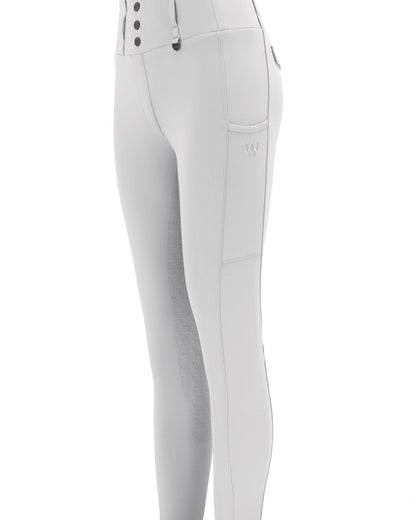 WOOF WEAR White Competition Riding Tights: High Waisted, Water Repellent, Silicone Grip Equestrian Trousers for Women