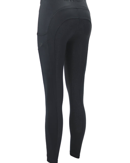 WOOF WEAR Young Rider Pro Tights - Black Equestrian Riding Tights with Phone Pocket. Equiflair.