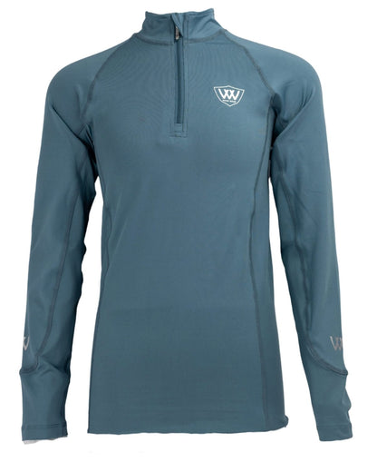 Woof Wear Young Rider Tech Shirt - Mineral Blue. Performance riding shirt with iFlex fabric, breathable, UPF 30+ protection.