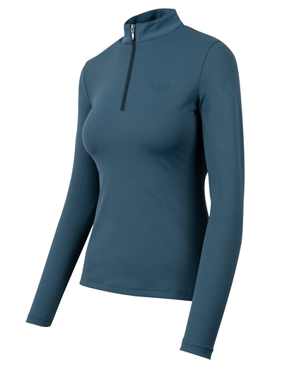 WOOF WEAR Petrol Blue Long Sleeve Tech Riding Shirt - Women's Equestrian Apparel