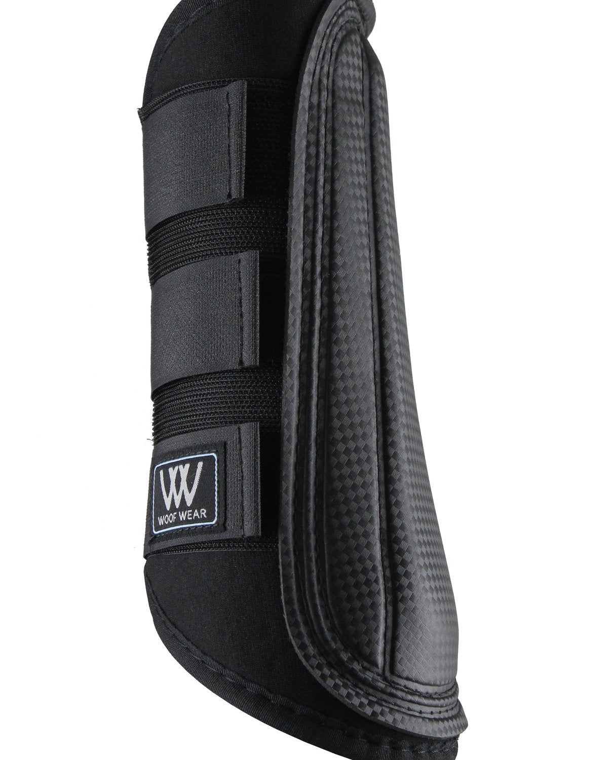 WOOF WEAR Single Lock Brushing Boot - Black Horse Leg Protection. Breathable neoprene, PU strike pad & adjustable straps.