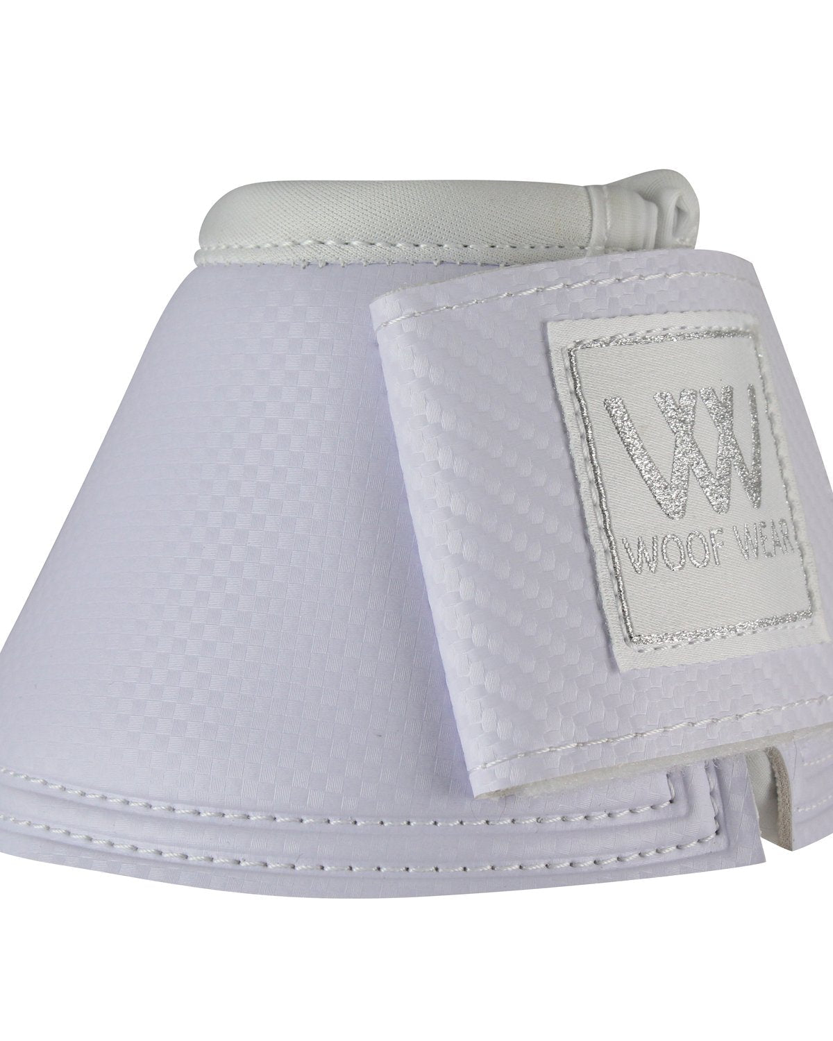 Woof Wear Pro Overreach Boots White: Horse hoof protection, no-rub design, impact protection for equine athletes. Shop now!