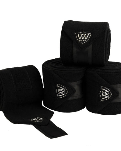 WOOF WEAR VISION Polo Bandages Black Horse Leg Wraps Double Layers Bonded Fleece Set of 4 Equiflair