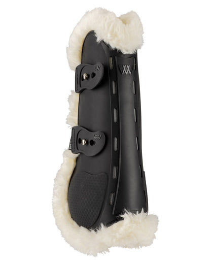 Woof Wear Vision Elegance Tendon Boot Black Faux Sheepskin - Horse Leg Protection, Breathable, Secure Straps.