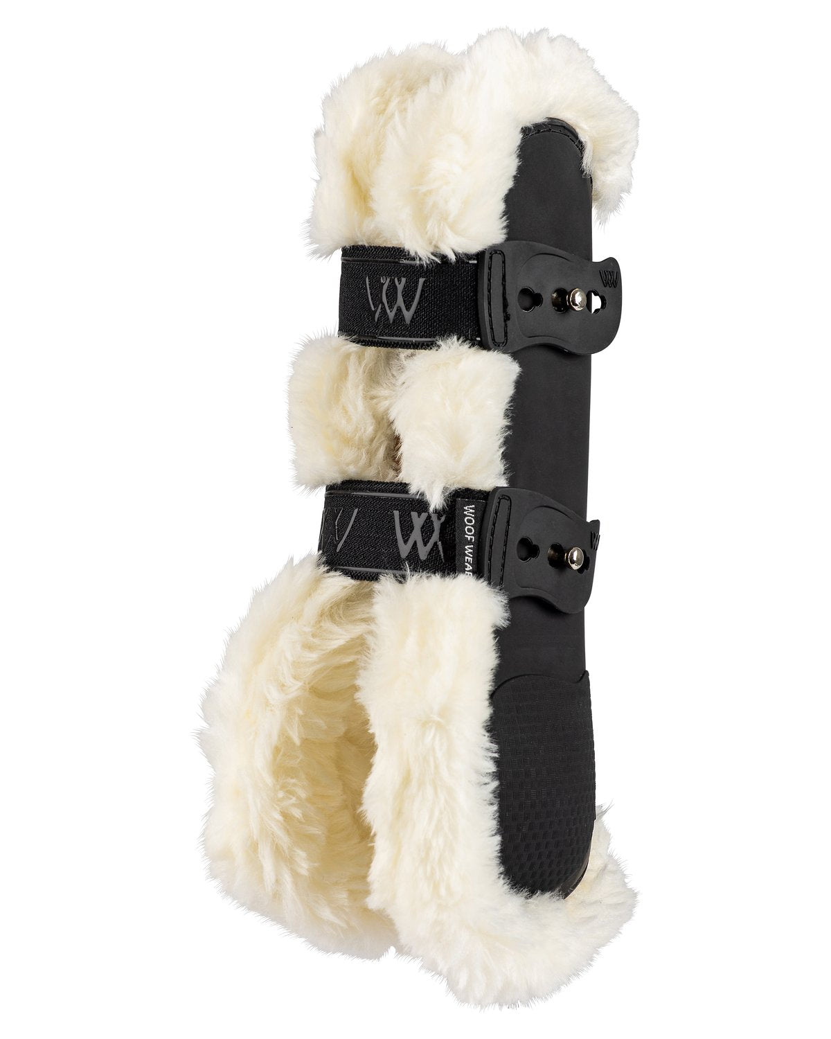 Woof Wear Vision Elegance Tendon Boot - Black with Faux Sheepskin Lining. Equestrian Horse Leg Protection, Vented, Alloy Mesh