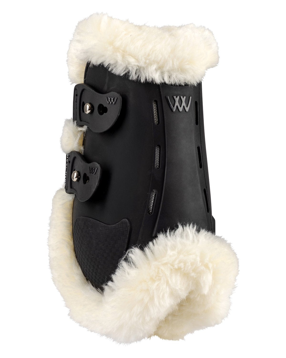 Woof Wear Vision Elegance Fetlock Boot - Black with Faux Sheepskin - Equestrian Horse Leg Protection