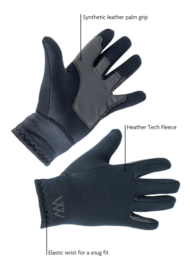 WOOF WEAR YOUNG RIDER FLEECE GLOVE BLACK - Equestrian Kids Riding Gloves