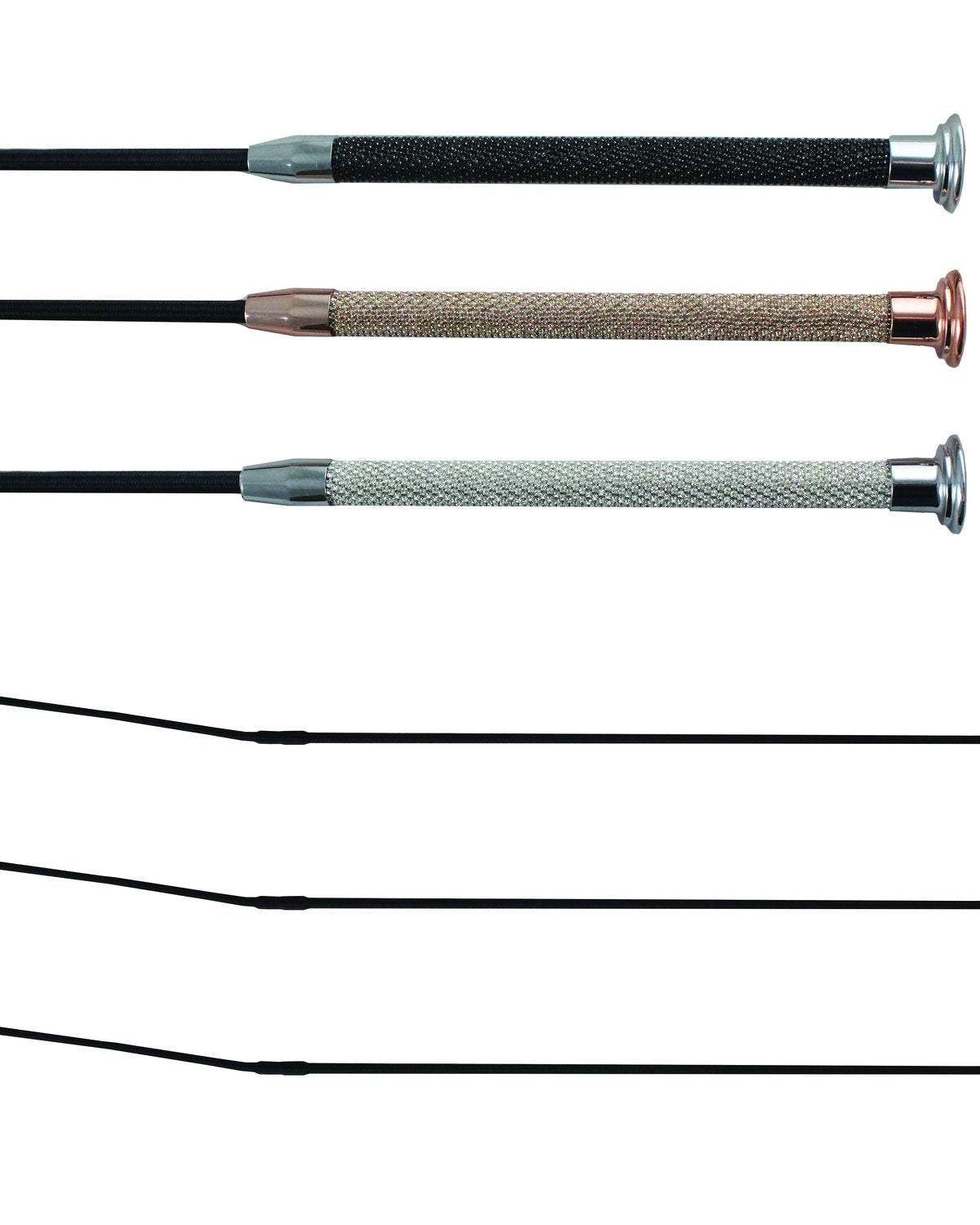 WOOF WEAR GLITZ Dressage Whip Rose Gold: Crystal Handle Riding Crop