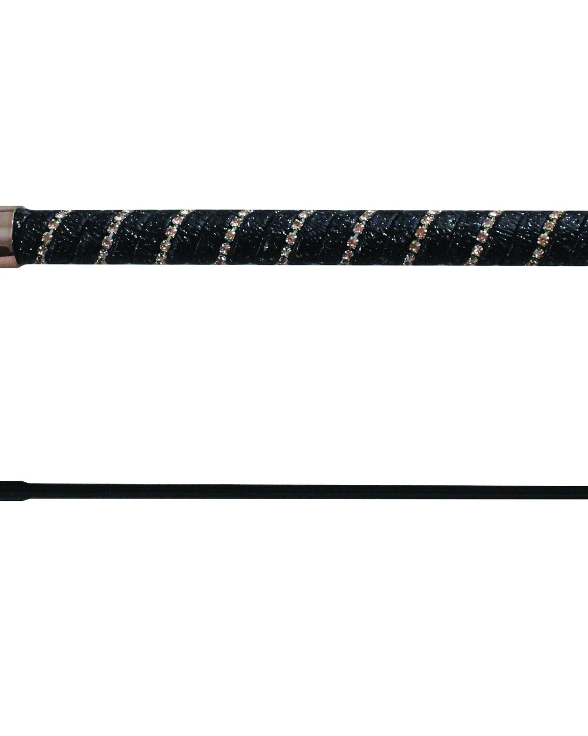 Woof Wear Twisted Dressage Whip - Navy & Rose Gold. Equestrian riding whip with crystal shimmer grip for dressage.