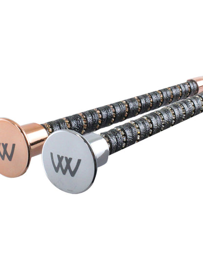 Woof Wear Twisted Dressage Whips: Black, Silver & Rose Gold. Shimmer Grip, Crystals, Branded End Cap. Elegant Horse Riding Whip