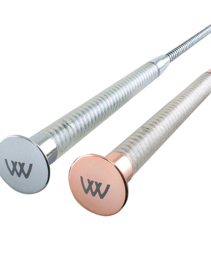 Woof Wear Vortex Riding Whip Silver: Gel Grip, Leather Flapper - Equestrian Supplies