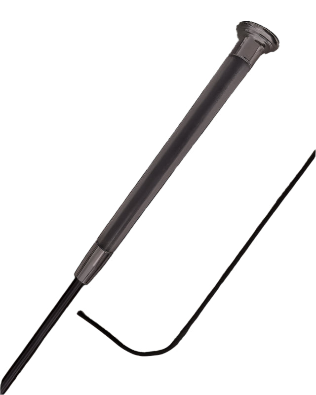 Woof Wear Gel Dressage Whip Black: Comfortable Gel Grip, Flexible Fiberglass Core, Silver Mushroom Cap, 10cm Flick. Equiflair