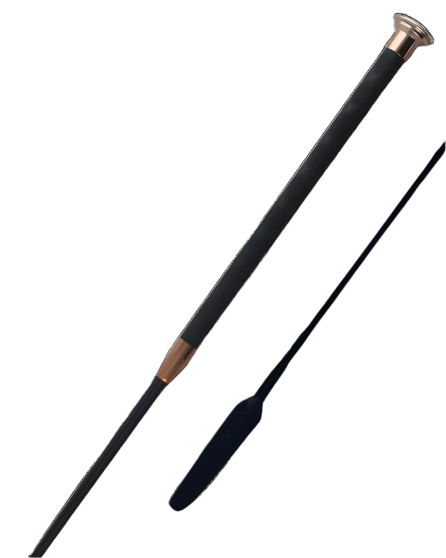 Woof Wear Harmony Black Dressage Whip - Equestrian Riding Crop with Rose Gold Accent & Leather Flapper