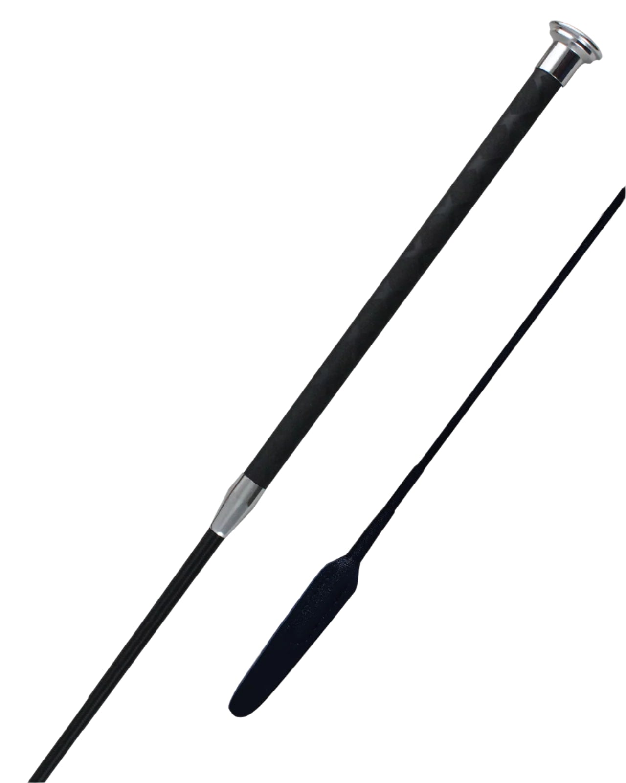 Woof Wear Harmony Dressage Whip - Black Riding Crop with Silver Details and Leather Flapper