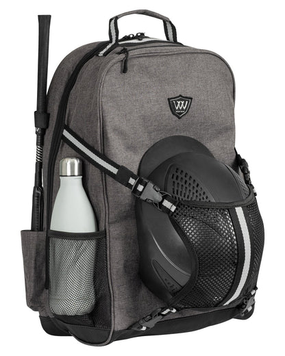 Woof Wear Riders Backpack - Grey & Black Equestrian Bag w/ Helmet & Whip Holder