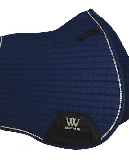 Woof Wear GP Saddle Cloth Navy - General Purpose Horse Riding Pad with Silver Binding