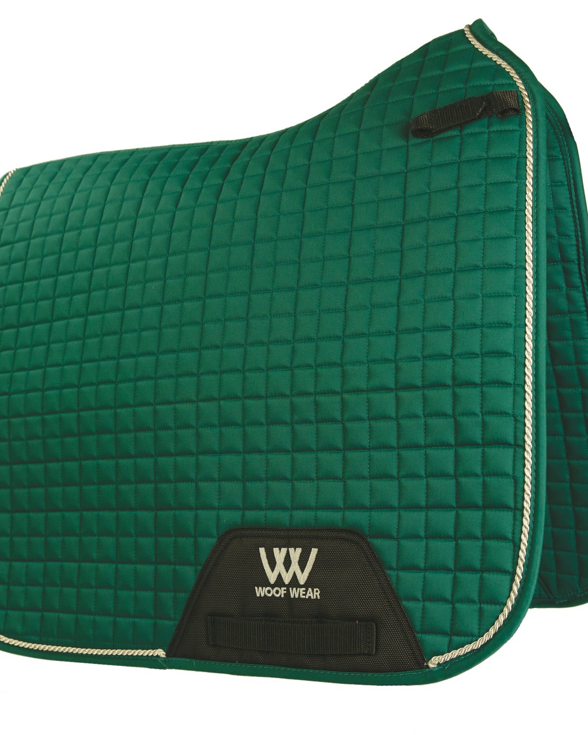 Woof Wear Dressage Saddle Cloth - British Racing Green | High Wither, Silver Rope Binding, Horse Riding Equipment
