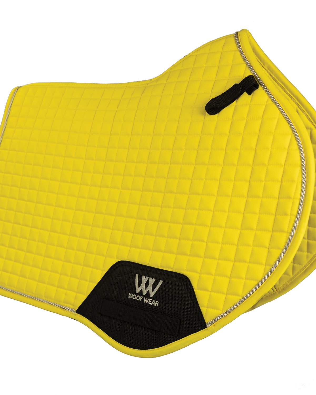WOOF WEAR CLOSE CONTACT Saddle Cloth - Sunshine Yellow. Horse Riding Pad - Equestrian Equipment. High Wither Design, Silver Rope Binding
