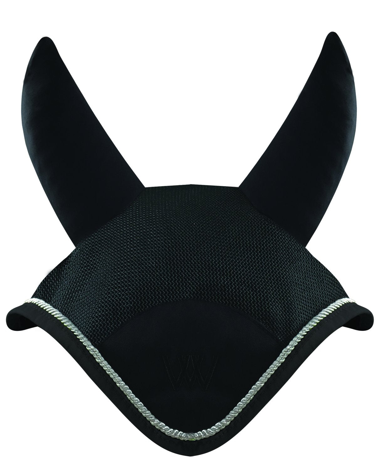 Woof Wear Black Horse Fly Veil - Ergonomic Design, Mesh Fabric, Silver Binding - Equiflair