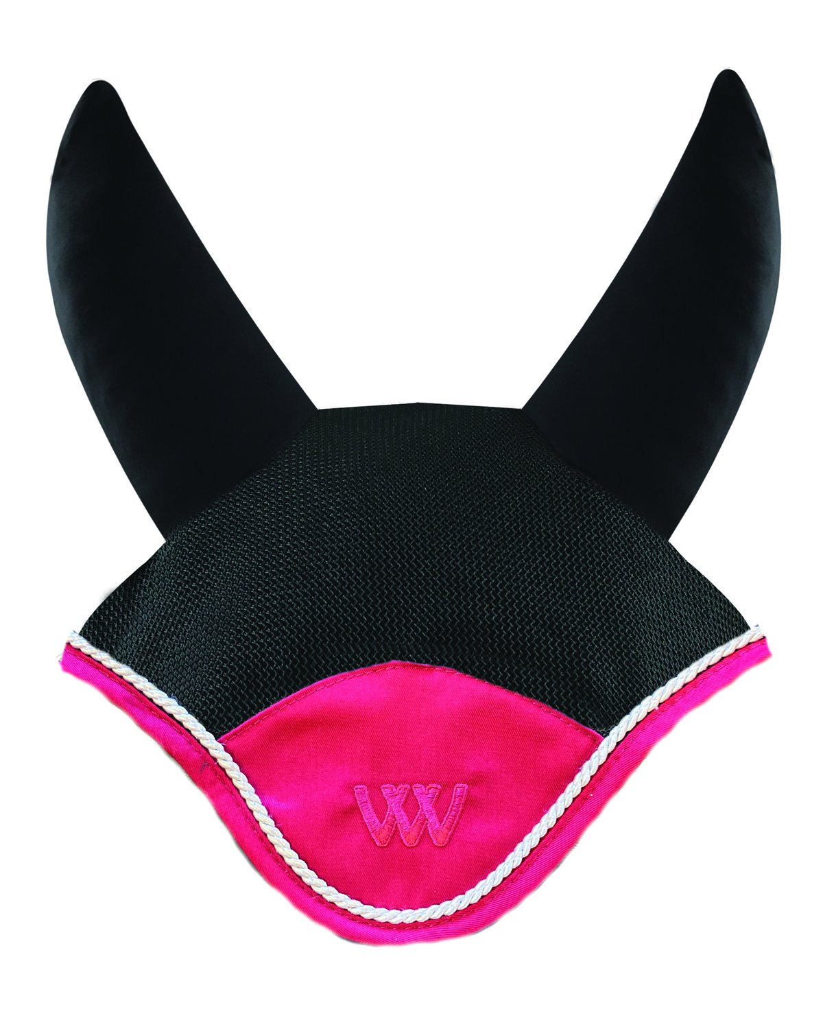 Woof Wear Fly Veil - Black and Pink Horse Ear Net - Ergonomic Design & Fly Protection
