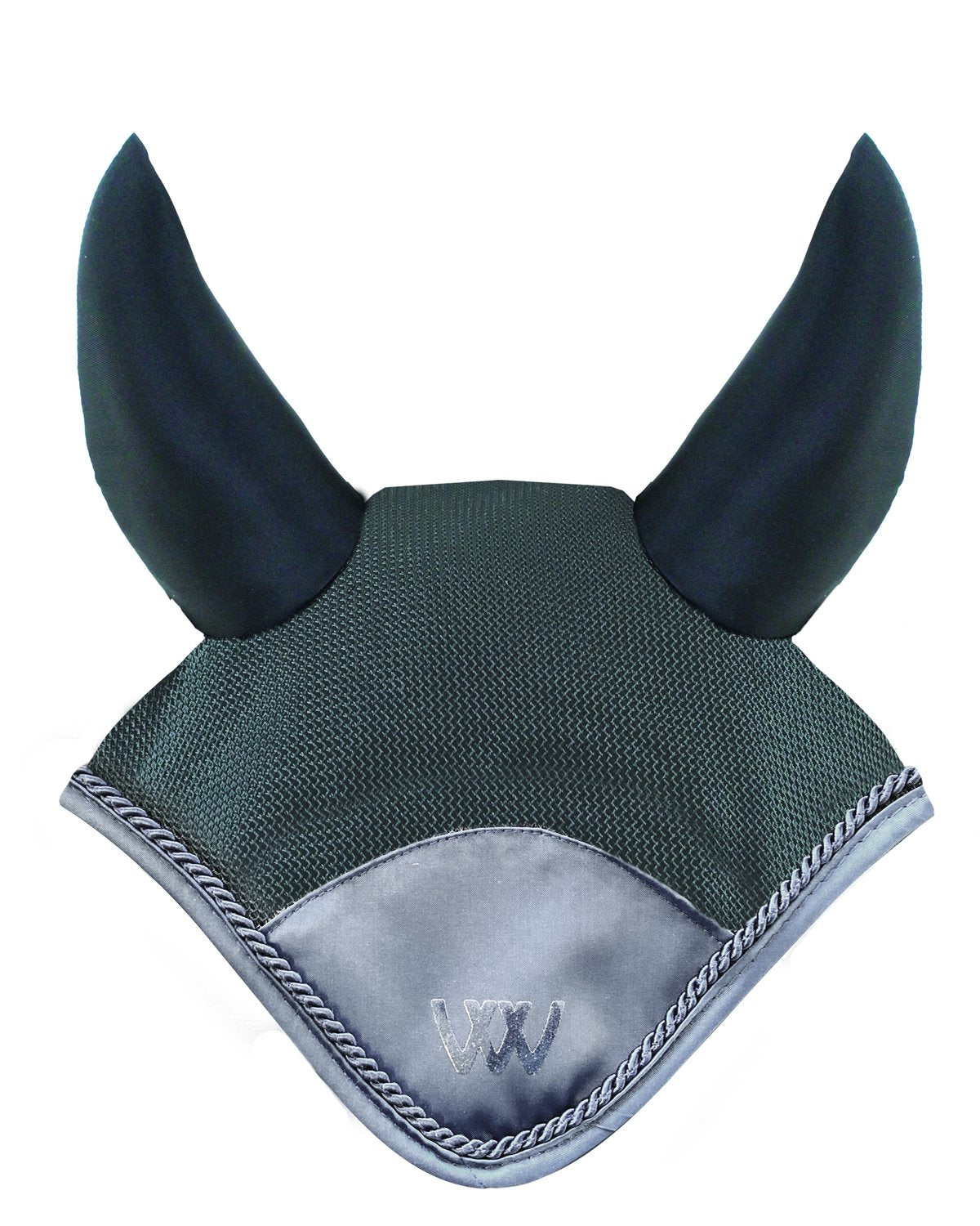 Woof Wear Noise Cancelling Fly Veil - Black Equestrian Horse Fly Mask for Sensitive Horses, Acoustic Foam Ears