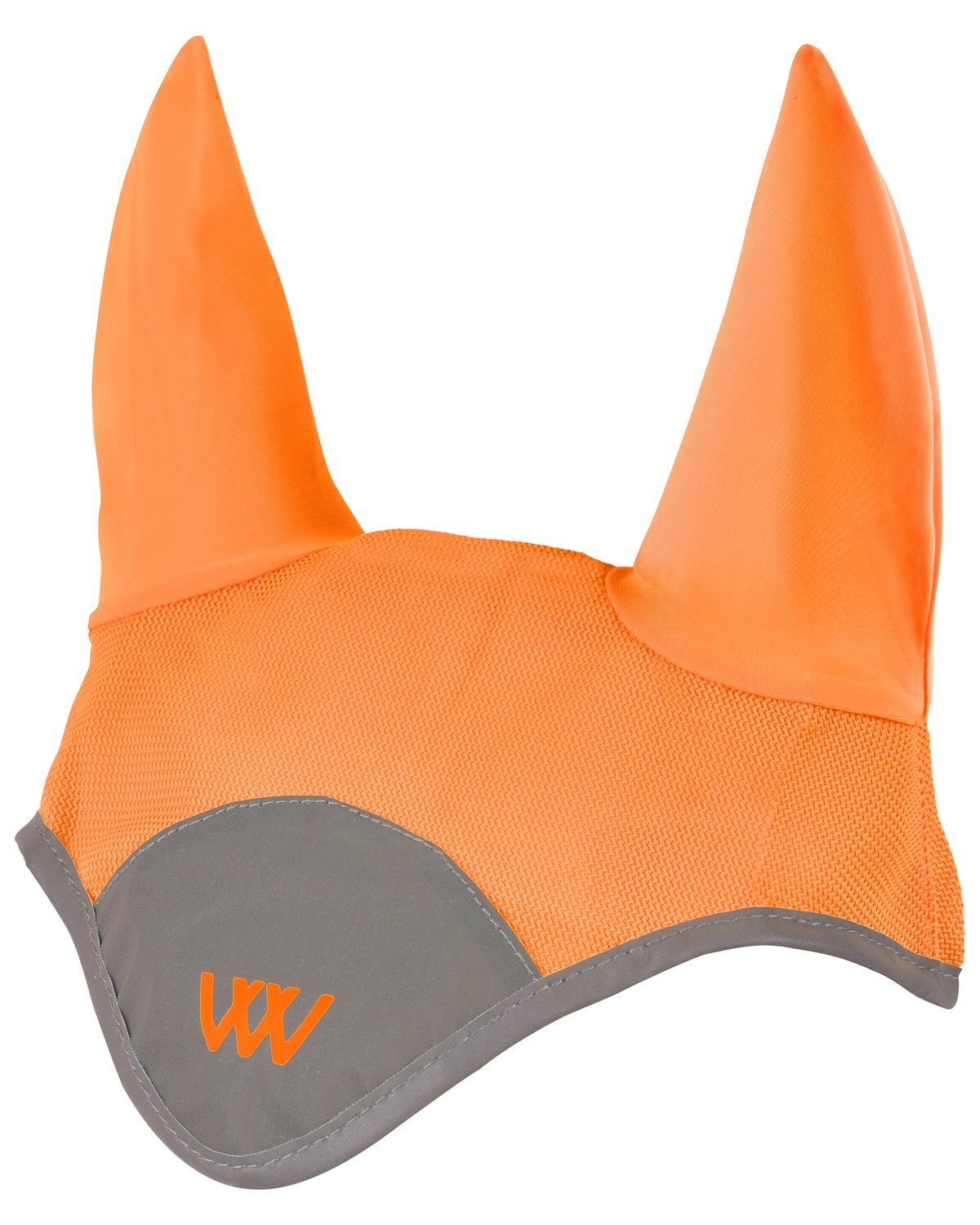 Woof Wear Hi Viz Fly Veil - Horse Ear Net, Orange, Reflective. Equine Protection for Riding Safety