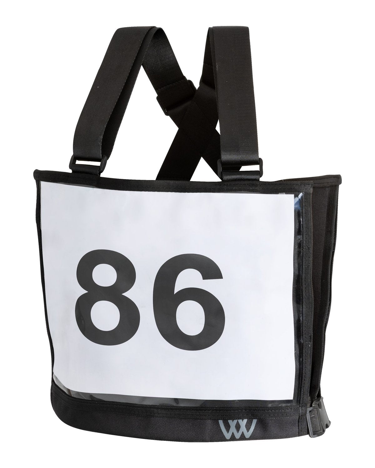 Woof Wear Event Number Bib Black - Adjustable Nylon Straps, Elastic Waist - Horse Riding Gear
