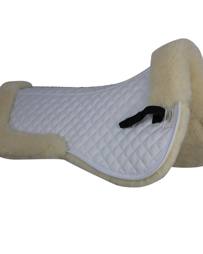 Woof Wear Sheepskin Half Pad White - Premium Horse Saddle Pad with Real Lambswool Lining