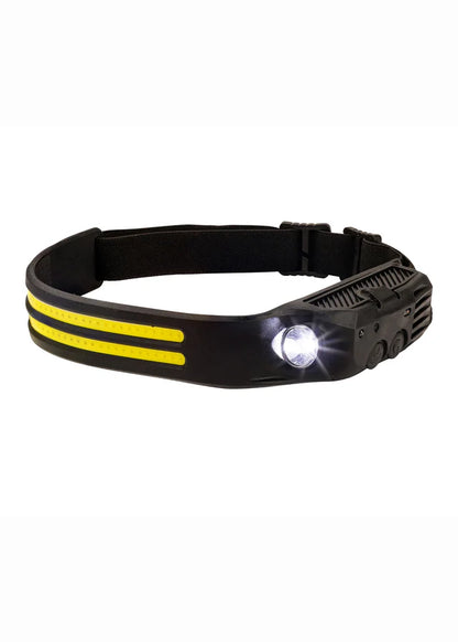 WOOF WEAR LED Head Torch Black - Equestrian Lighting, Hands-Free, Adjustable Headband, Spotlight
