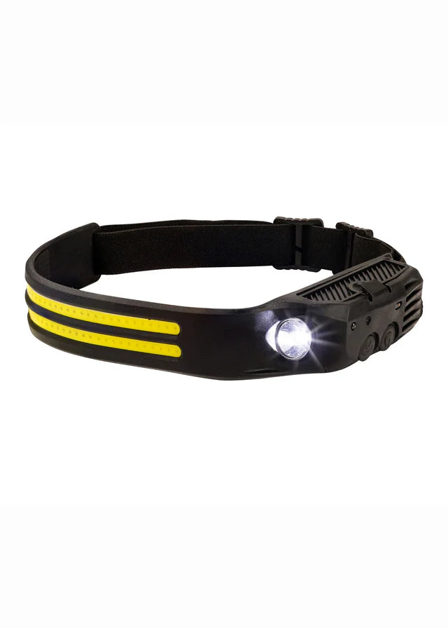WOOF WEAR LED Head Torch Black - Equestrian Lighting, Hands-Free, Adjustable Headband, Spotlight