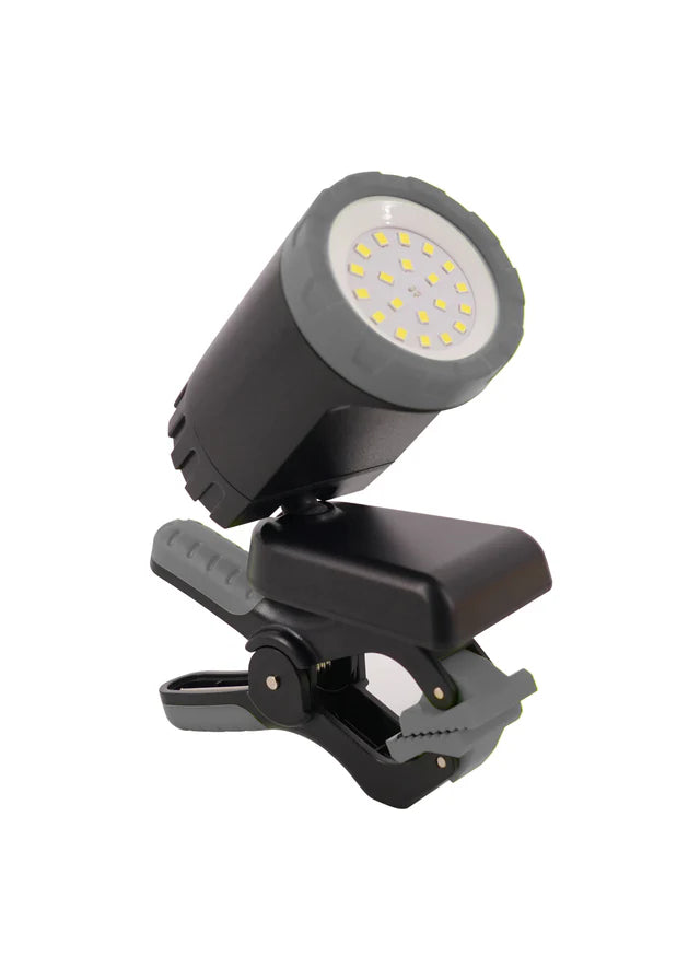 WOOF WEAR Multi-Mount LED Work Light: Rechargeable Equestrian Clamp Light, Black/Grey
