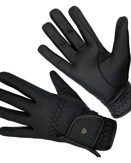 WOOF WEAR Windproof Equestrian Gloves - Black Riding Gloves for Cold Weather, Wind Protection & Grip
