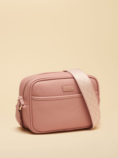 Joules Trent Pink Faux Leather Crossbody Bag with Adjustable Webbing Strap