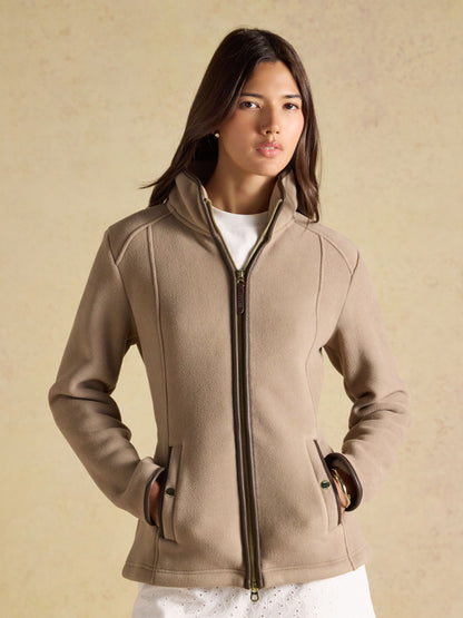 Joules Women's Mink Brown Recycled Polyester Polar Fleece Zip-Up Jacket
