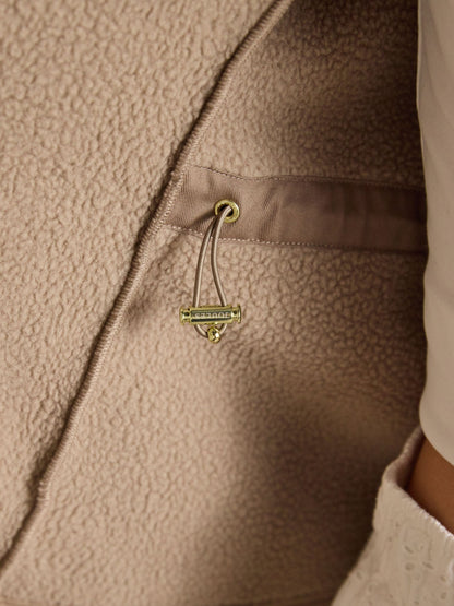 Joules women's mink brown zip-up polar fleece jacket - warm, cozy, and perfect for outdoor adventures.