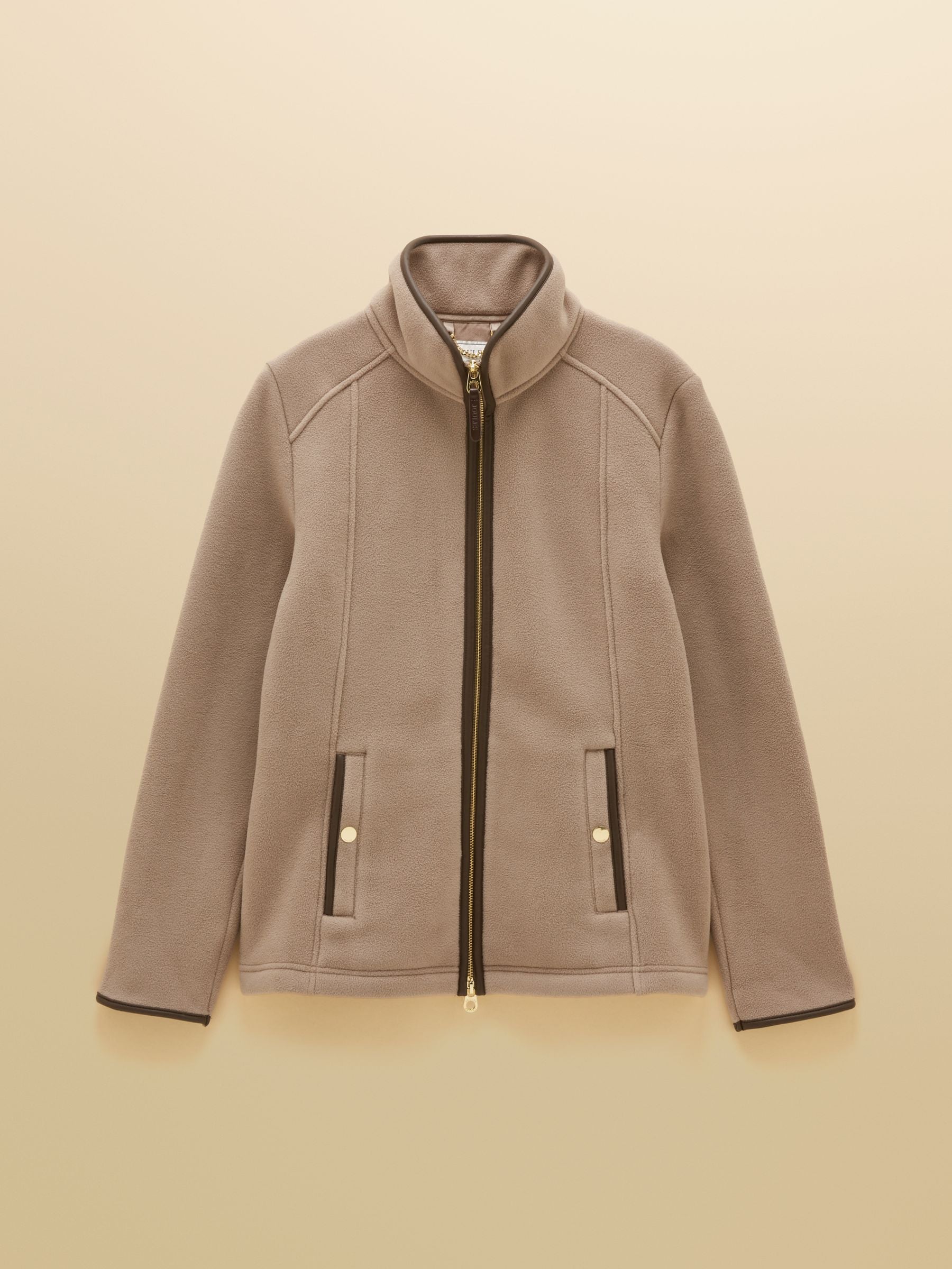 Joules Heritage Mink Brown Polar Fleece Zip-Up Jacket for Women