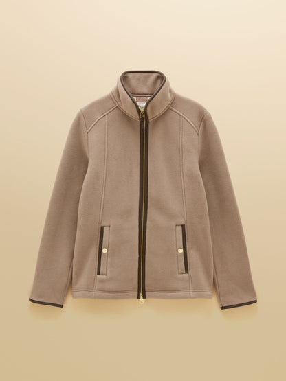 Joules Heritage Mink Brown Polar Fleece Zip-Up Jacket for Women
