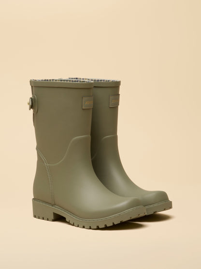 Joules Women's Khaki Green Mid-Calf Adjustable Rubber Wellies - Waterproof Outdoor Footwear