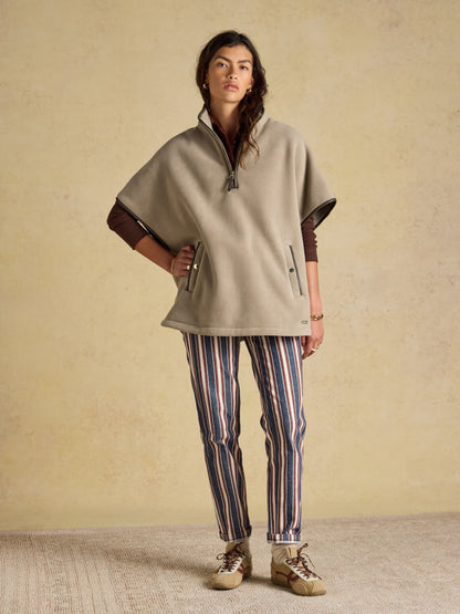 Women's Joules Heritage Mink Brown Polar Fleece Short Cape